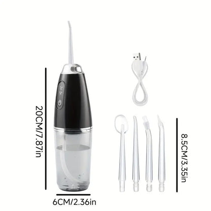 Irigator Oral Dental Fără Fir, Reîncărcabil USB, Waterproof – Curățare Dinte & Gingii, 3 Moduri, 4 Duze