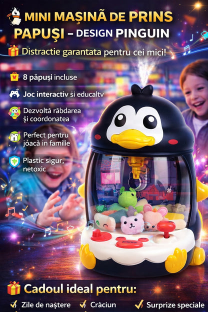 Jucarie mini masina prins papusi cu 8 figurine interactive model pinguin
