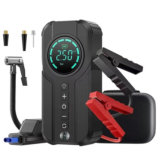 Jump Starter + compresor auto 2 în 1 TruckPower – 16000mAh, 2000A, lanternă și powerbank USB