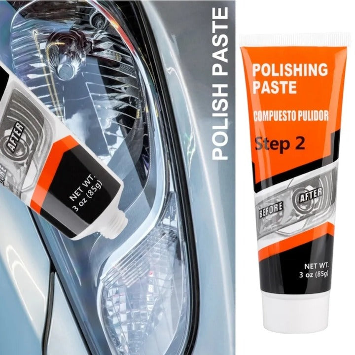 Kit polish faruri auto – discuri abrazive, pastă și bureți pentru restaurare faruri