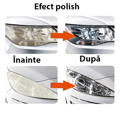 Kit polish faruri auto – discuri abrazive, pastă și bureți pentru restaurare faruri