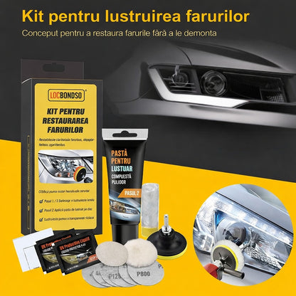 Kit polish faruri auto cu protecție UV – Set complet restaurare faruri îngălbenite