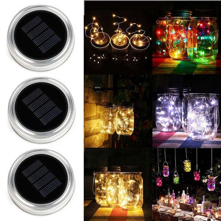 Lampă solară decorativă tip borcan – 600mAh, lumină caldă