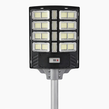 Lampă solară LED stradală 800W cu senzor mișcare, stâlp inclus, IP67, telecomandă