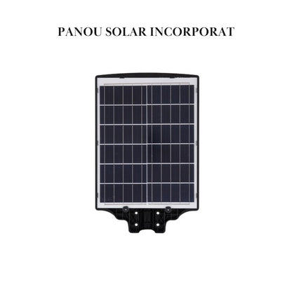 Lampă solară LED stradală 800W cu senzor mișcare, stâlp inclus, IP67, telecomandă