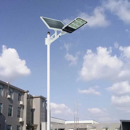 Lampa stradala solara Jortan 400W cu senzor miscare, telecomanda, stalp inclus + CADOU