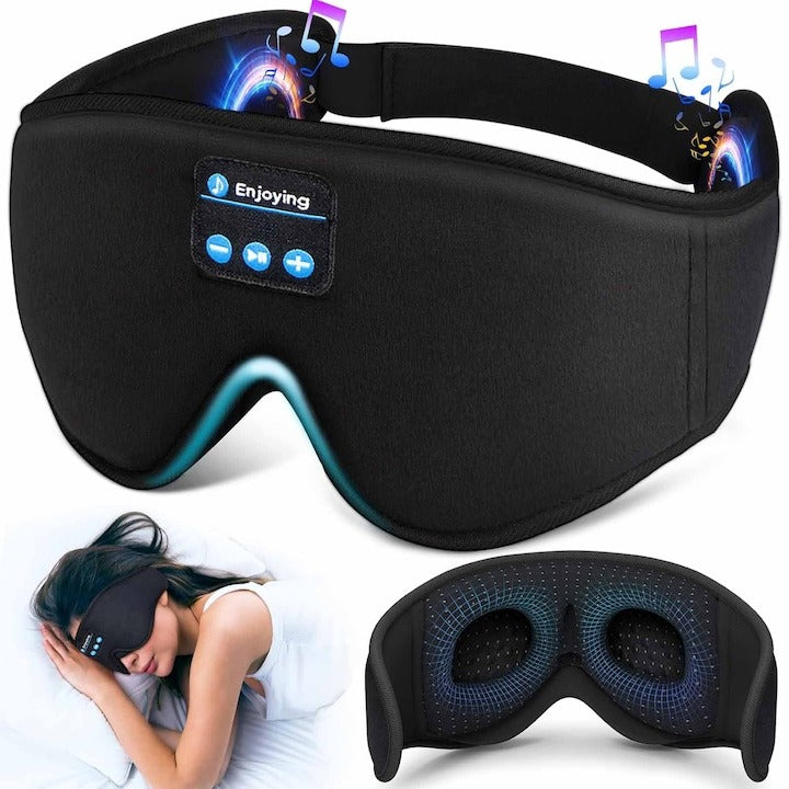 Mască de somn Bluetooth cu microfon, blackout total, ideală pentru relaxare și călătorii