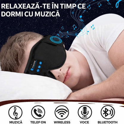 Mască de somn Bluetooth cu microfon, blackout total, ideală pentru relaxare și călătorii