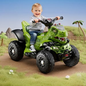 ATV electric copii dinozaur T-REX 6V 35W cu muzica lumini LED 2-4 ani verde