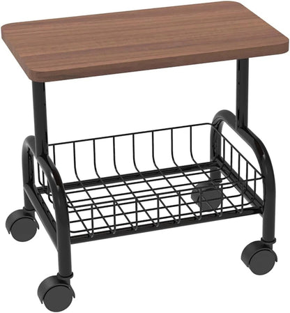 Măsuță modernă cu spațiu de depozitare, 2 niveluri, 43×30×54 cm, maro/negru