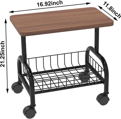 Măsuță modernă cu spațiu de depozitare, 2 niveluri, 43×30×54 cm, maro/negru
