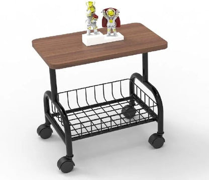 Măsuță modernă cu spațiu de depozitare, 2 niveluri, 43×30×54 cm, maro/negru