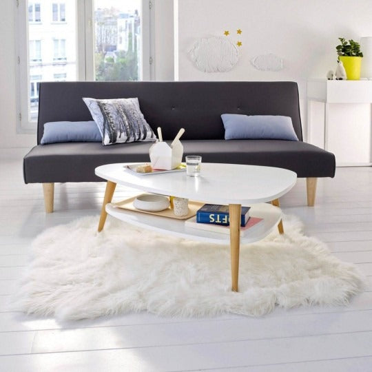 Masuta cafea moderna cu raft alb 90x67x45 cm