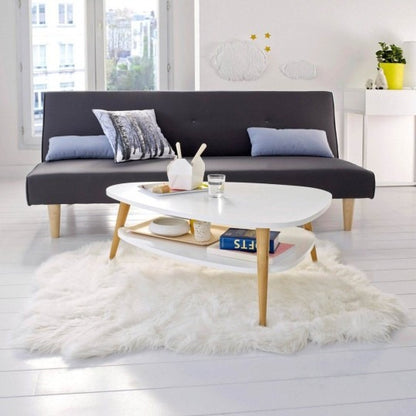 Masuta cafea moderna cu raft alb 90x67x45 cm