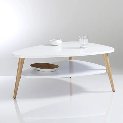 Masuta cafea moderna cu raft alb 90x67x45 cm