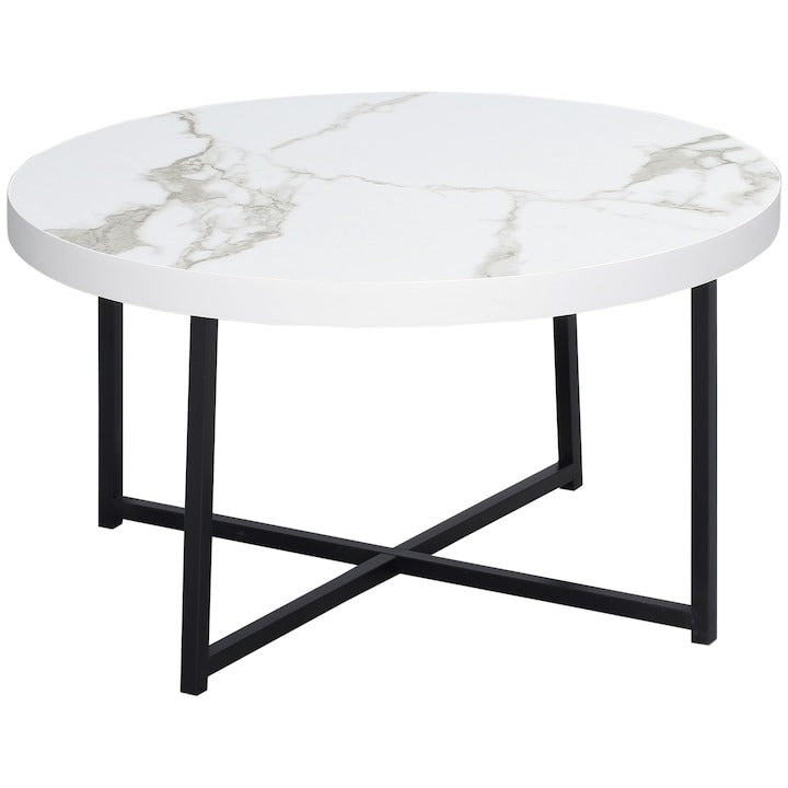 Masuta cafea rotunda moderna alba 80x45 cm MDF metal