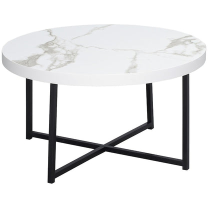 Masuta cafea rotunda moderna alba 80x45 cm MDF metal