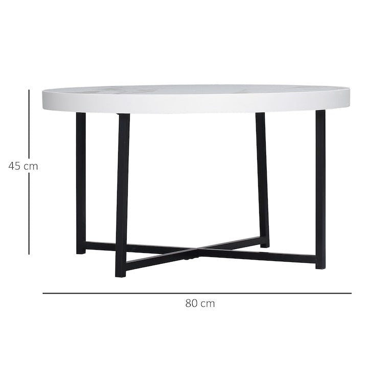 Masuta cafea rotunda moderna alba 80x45 cm MDF metal