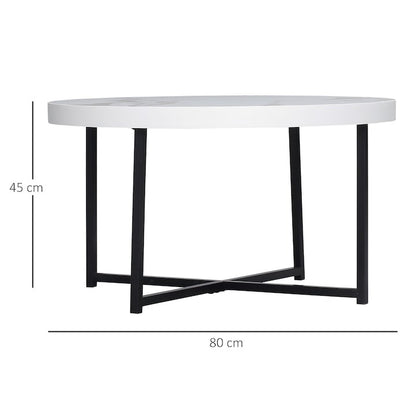 Masuta cafea rotunda moderna alba 80x45 cm MDF metal