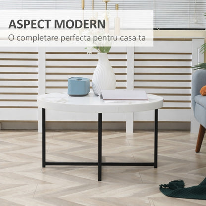 Masuta cafea rotunda moderna alba 80x45 cm MDF metal