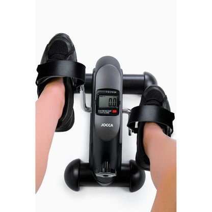 Mini bicicletă fitness Jocca neagră cu afișaj LCD – pedalier pentru brațe și picioare, 5 trepte