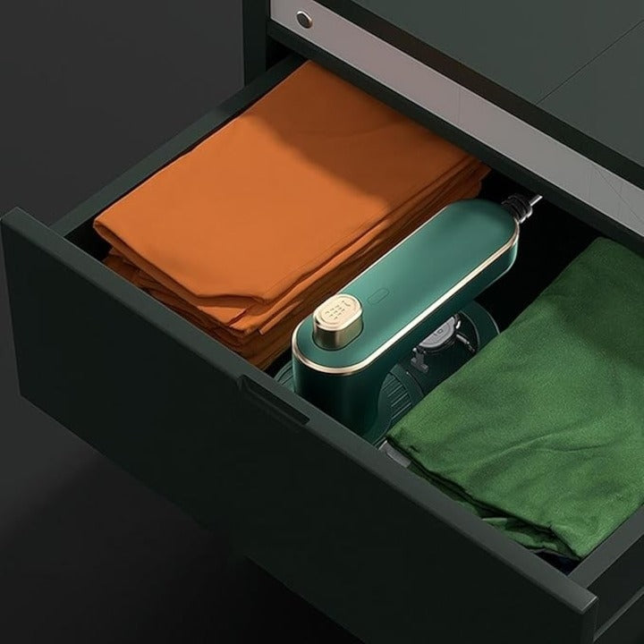 Mini fier de călcat portabil pliabil – 40W, abur vertical/orizontal, rezervor 50ml, verde