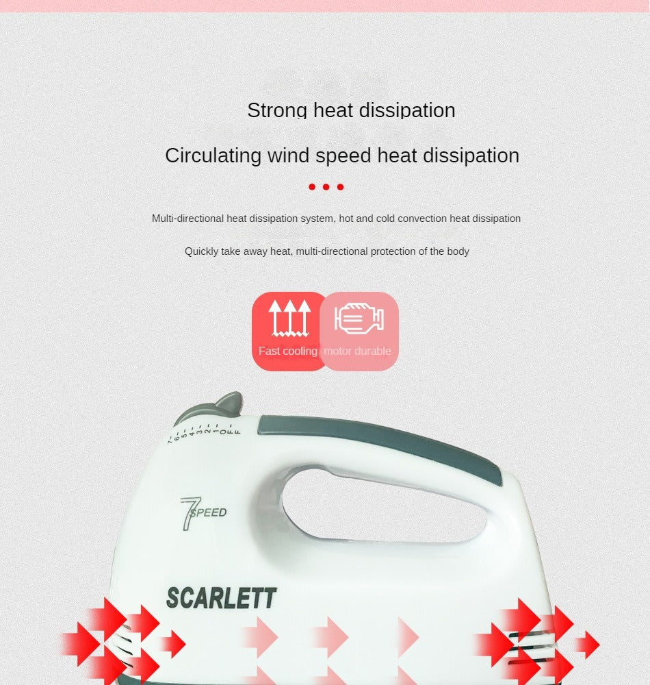 Mixer electric Scarlett 300W – 7 viteze, compact și silențios, Alb