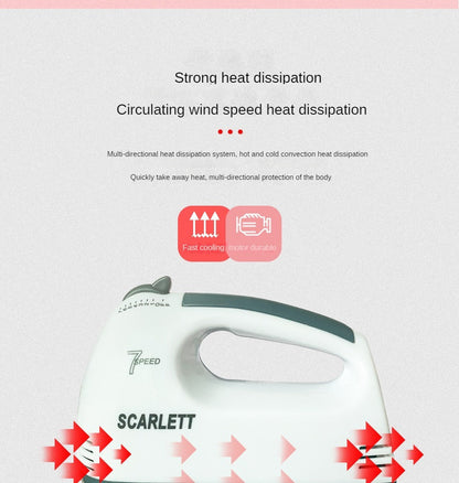 Mixer electric Scarlett 300W – 7 viteze, compact și silențios, Alb