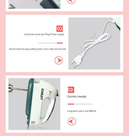 Mixer electric Scarlett 300W – 7 viteze, compact și silențios, Alb