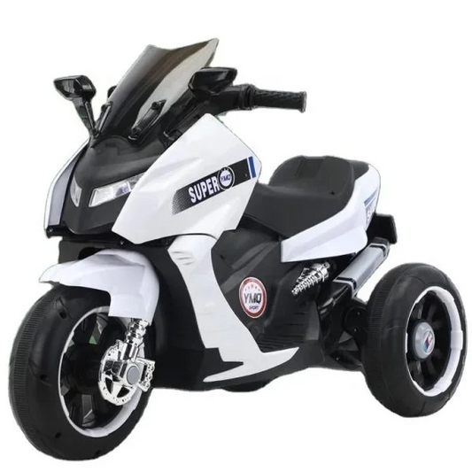 Motocicleta electrica copii 6V 2 motoare muzica lumini USB 2-7 ani Alb