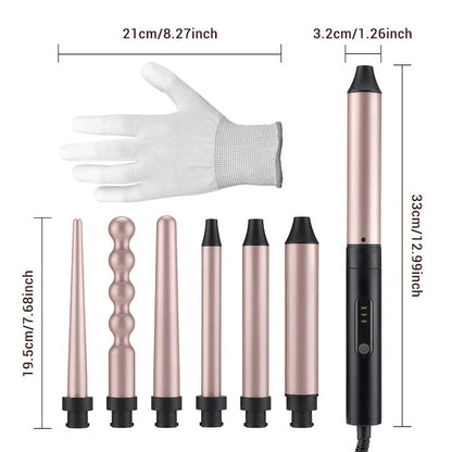 Ondulator păr 7 în 1 – 2 trepte temperatură 180-210°C, pentru păr uscat/ud