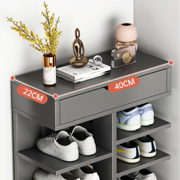 Pantofar Dublu 7 Etaje Gri – Dulap Încălțăminte Îngust și Spațios
