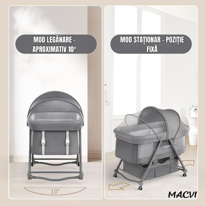 Patut pliabil bebelusi cu leganare 3 trepte inclinare cos depozitare