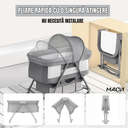Patut pliabil bebelusi cu leganare 3 trepte inclinare cos depozitare