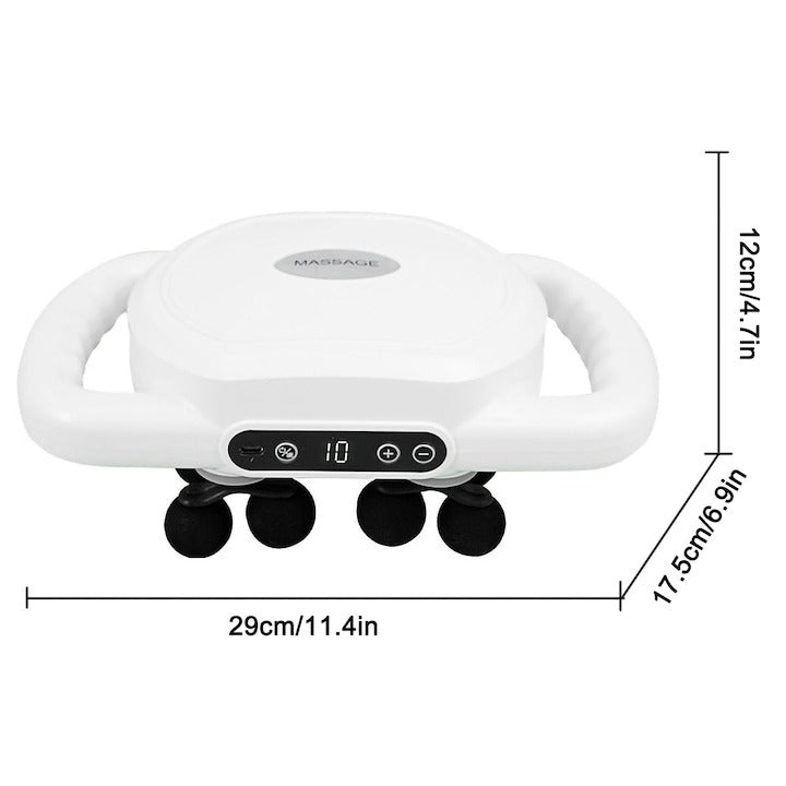 Pistol de Masaj Deep Tissue cu 12 Capete, 9 Moduri & 9 Viteze – Aparat Fascia 15W, Alb