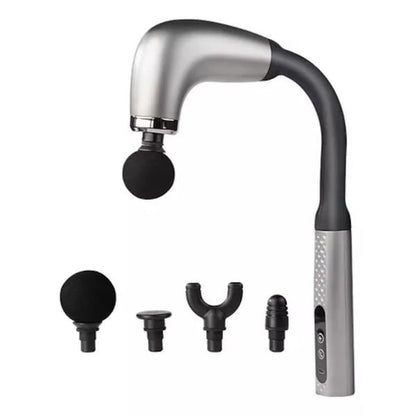 Pistol de Masaj Premium cu Mâner Extins 120°, 4 Capete, 9 Viteze – Aparat Deep Tissue pentru Recuperare Musculară