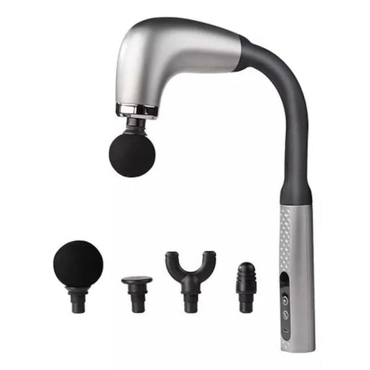 Pistol de Masaj Premium cu Mâner Extins 120°, 4 Capete, 9 Viteze – Aparat Deep Tissue pentru Recuperare Musculară
