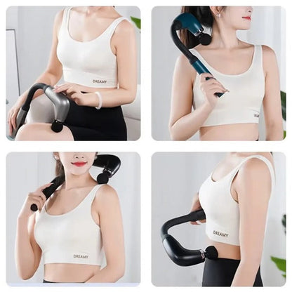 Pistol de Masaj Premium cu Mâner Extins 120°, 4 Capete, 9 Viteze – Aparat Deep Tissue pentru Recuperare Musculară