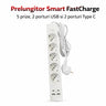 Prelungitor Smart Premium 5 Prize 2 USB 2 Type-C Fast Charge Protectie Supratensiune 2m lungime - Control On/Off