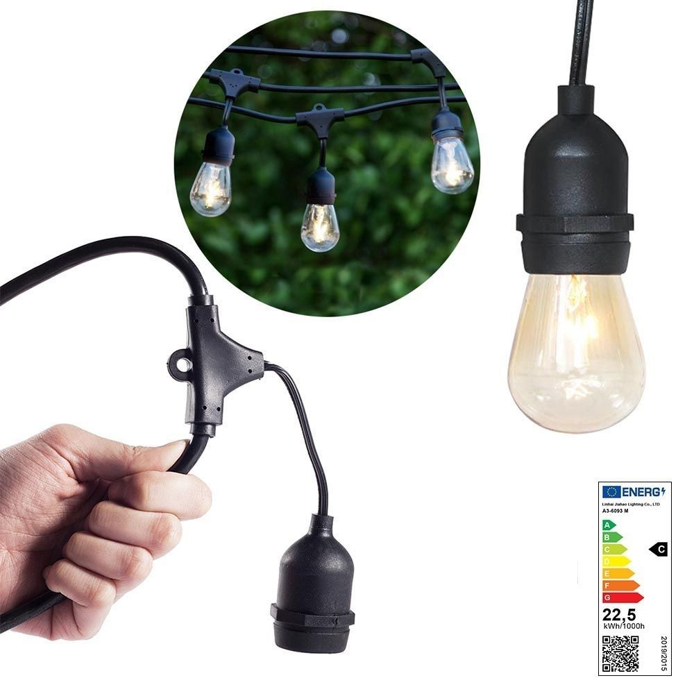 Ghirlanda Luminoasa Premium 15 Metri – 30 Becuri LED Alb Cald Pentru Gradina, Terasa si Evenimente