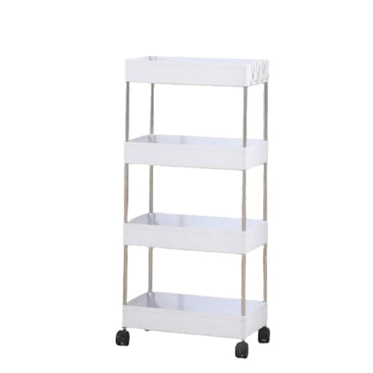 Raft organizare mobil cu 4 etaje – alb, ideal pentru baie