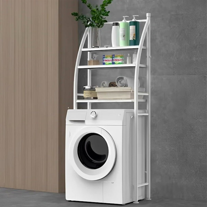 Raft Depozitare Deasupra Mașinii de Spălat 166x68 cm, Etajere Multiple, Alb