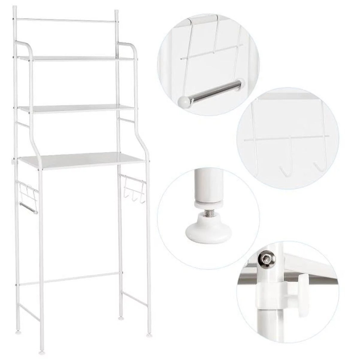 Raft Depozitare Peste Toaletă/Mașina de Spălat, Organizator Baie Multifuncțional