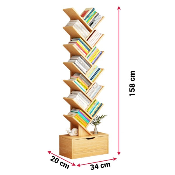 Raft Copac pentru Cărți din Lemn – Bibliotecă Modernă 158x34 cm
