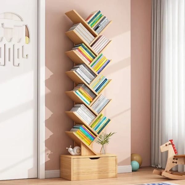 Raft Copac pentru Cărți din Lemn – Bibliotecă Modernă 158x34 cm