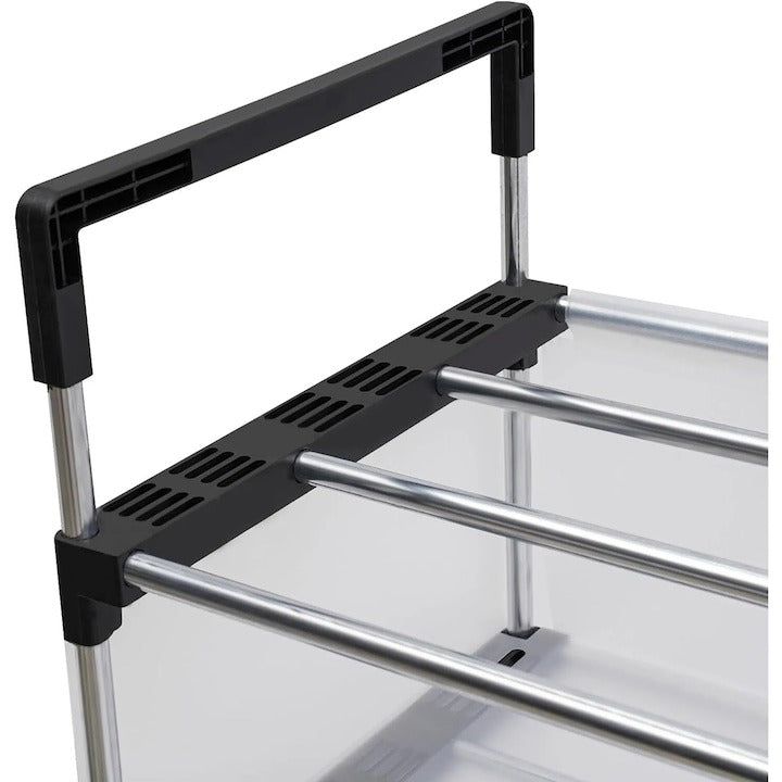 Raft pantofi 6 niveluri organizator metal si plastic 60x28x123 cm alb