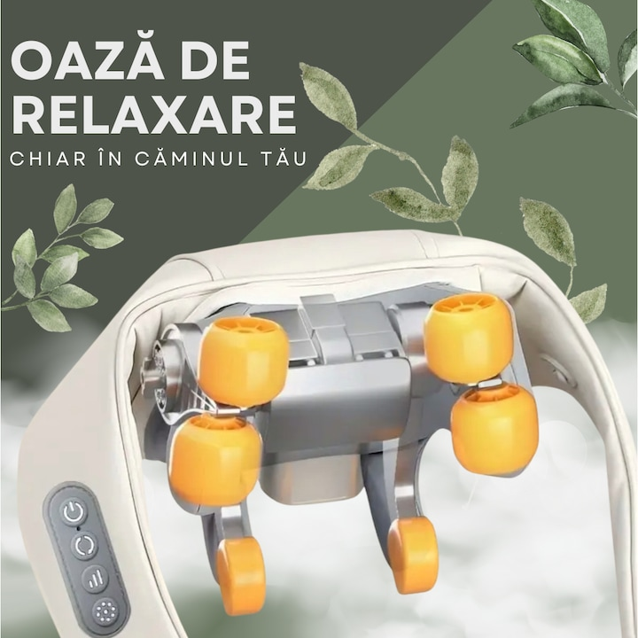 Aparat masaj cervical 4D cu incalzire deep tissue + guler cervical cadou