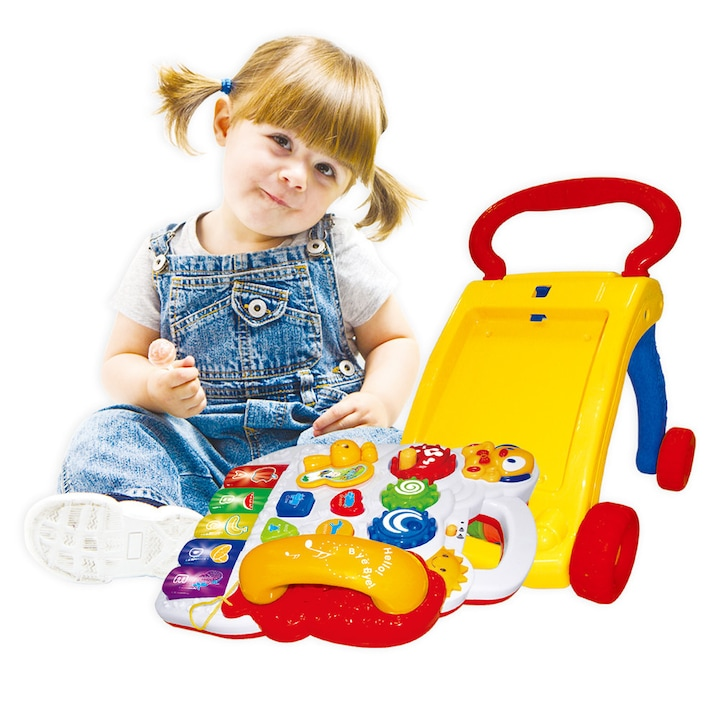 Premergator Interactiv Fun Play cu Centru de Activitati, Muzica, Lumini, Forme Geometrice + Ham Bebelusi Cadou