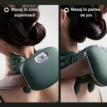 Aparat masaj cervical cu incalzire 3 trepte fara fir USB masaj uman umeri gat