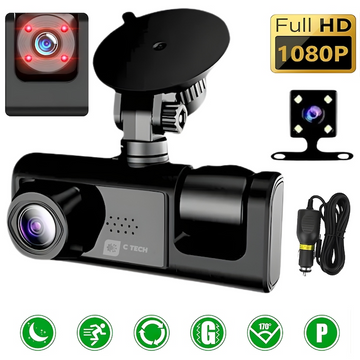 Camera Auto DVR Duala Full HD 1080P – Camera Marsarier, Night Vision, G-Sensor si Protectie Completa La Volan